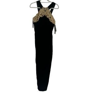 NWT Deadstock Scott McClintock Gold and black velvet floor length gown